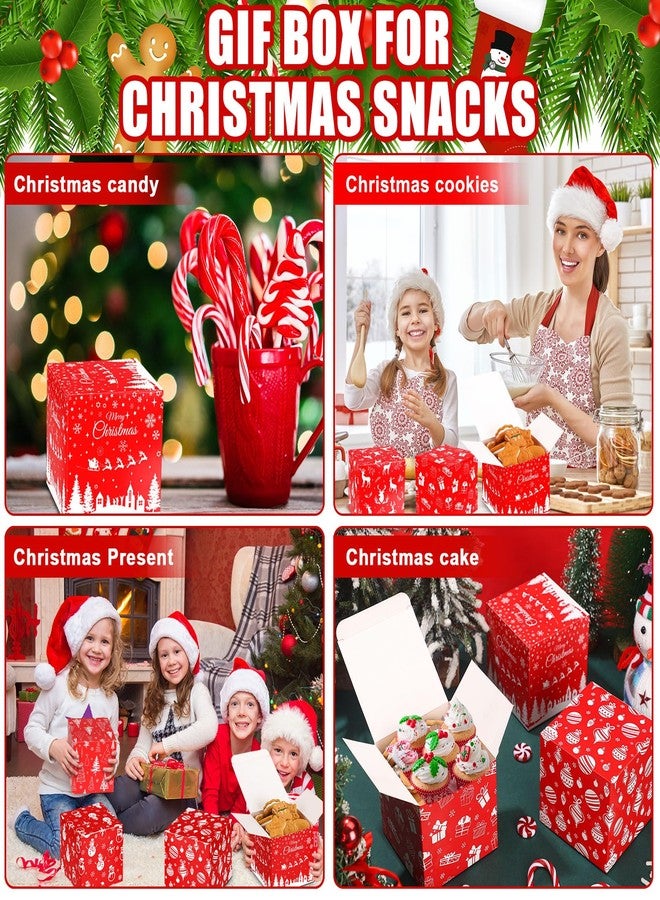 Qilery 32 Pcs Christmas Cookie Gift Boxes Bulk Red White Cardboard Treat Boxes Small Candy Boxes for Xmas Party Favors Paper Goody Dessert Containers for Xmas Party Supplies - Image 5